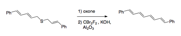 Scheme 2. Using the Ramberg–Bäcklund reaction to synthesize 1,8-diphenyl-1,3,5,7-octatetraene