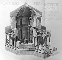 3D mausoleum cross-section.