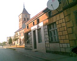 Blick auf die Evangelische Kirche in Wielbark/Willenberg