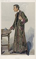 William Gillette playing Sherlock Holmes, drawn by Leslie Ward in the 27 February 1907 issue
