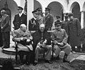 Image 4 Yalta Conference Photo: U.S. Army Signal Corps Winston Churchill, Franklin D. Roosevelt, and Joseph Stalin sitting together at the Yalta Conference, which took place February 4–11, 1945. The so-called "Big Three" met to discuss the re-establishment of the nations of Europe following World War II. Although a number of agreements were reached, Stalin broke his promises regarding Poland, and the Soviet Union annexed the regions of Eastern Europe it controlled, or converted them to satellite states. More selected pictures