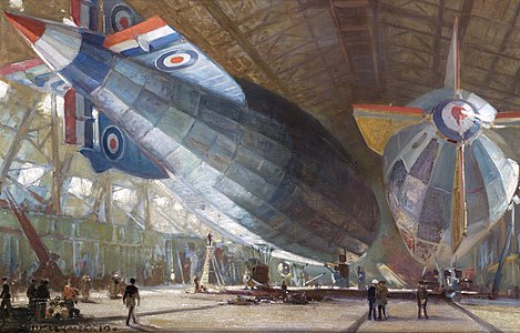 'r 34' and 'r 29' in the Shed at East Fortune (1919), by Cooper
