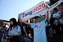 Supporters of Yang's campaign.