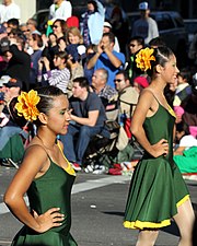 Guayanilla school band performing at a parade in California, US in 2012