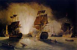 The Battle of the Nile, painting by Richard Brydges Beechey