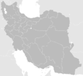 Blank map of Iran with water bodies and neighbors