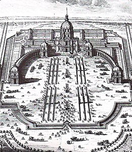 Hardouin-Mansard's plan for a curving colonnade of Les Invalides, not completed (1700)
