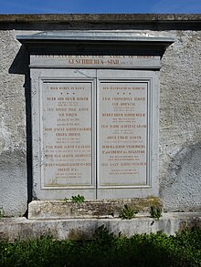 Familiengrab von Architekt Melchior Berri (1801–1854) für Johann Siegmund Alioth (1788–1850) Industrieller, auf dem alten Friedhof von Arlesheim, BL