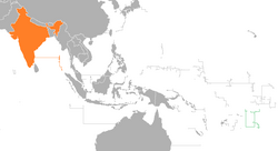 Map indicating locations of Cook Islands and India