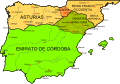 Kingdom of Asturias (718/722-1833 AD) and Emirate of Córdoba (756-929 AD) in 910 AD.