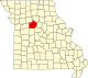 A state map highlighting Saline County in the northwestern part of the state.