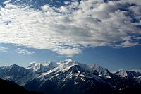 Der Mont Blanc gesehen von der Kalkhochfläche des „Désert de Platé“