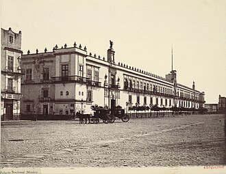 19th century photograph of the National Palace, showing its appearance prior to the addition of the third level