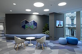 An Oliver Wyman office lounge in Milan, Italy