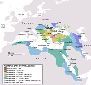 Map showing Ottoman conquests