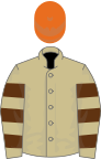 Beige, Brown hooped sleeves, Orange cap