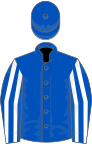 Royal blue, white striped sleeves