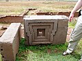 Ornamental stone with I-cramp sockets which suggests that more stones were added to this block