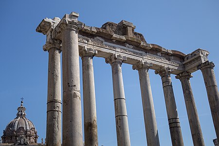 Roman Ionic columns of the Temple of Saturn, Rome, with diagonal volutes, unknown architect, 3rd of 4th century AD[18]