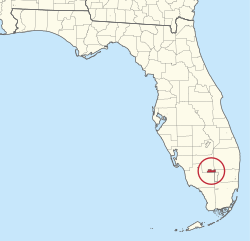 Location of Big Cypress Indian Reservation in red.