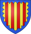 Arms of the House of Merode: Or four pallets gules, a bordure engrailed azure.