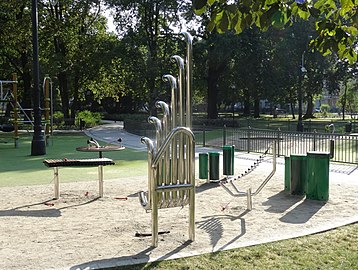 Children's playground with outdoor musical instruments