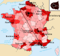 Die Bevölkerungsdichte in den französischen Départements (Einwohner je km², 2007)