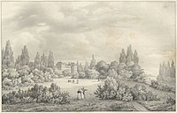 Chateau de Courbevoie, lithograph by C. Motte from the drawing by Renoux