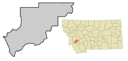 Location of Anaconda within the county Deer Lodge County.