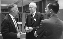 Haddad (r), Thomas J. Watson, Sr. (c), in 1955.