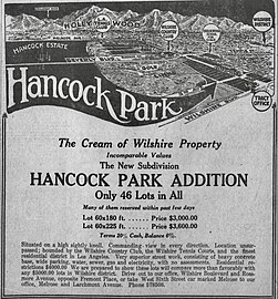 Hancock Park Addition advertisement, Los Angeles Times, June 5, 1921