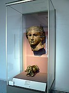 Room 22 – Bronze head and hand of an ancient Hellenistic statue discovered in Satala, Turkey, 200-100 BC