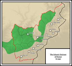 Map of the Islamic Emirate of Kunar in 1991