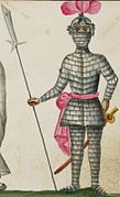 Dutch depiction of a Ming soldier holding a glaive weapon