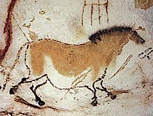 A cave painting of a wild horse, about 17,000 years old.