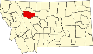 Map of Montana highlighting Teton County