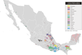 Current distribution of indigenous languages of Mexico with more than 100,000 speakers