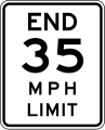 End speed limit 35 mph United States