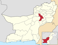 Karte von Pakistan, Position von Distrikt Kachhi hervorgehoben