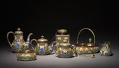 Russian tea set; by Peter Carl Fabergé; made before 1896; silver gilt and opaque cloisonne enamel; Cleveland Museum of Art (USA)