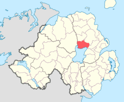 Location of Toome Upper, County Antrim, Northern Ireland.