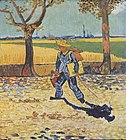 Painter on his way to work: Vincent van Gogh on the road to Montmajour, August 1888 (F448), Oil on canvas, 48 × 44 cm, believed to have been destroyed by fire in World War II