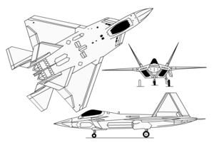 Lockheed YF-22 3-view diagram