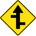 (W2-8) Staggered side road intersection, first from right