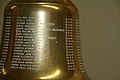 Ship's bell as Baptismal font at chapel, Yeo Hall, Royal Military College of Canada