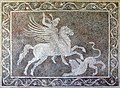 A Hellenistic Greek pebble mosaic floor depicting Bellerophon riding Pegasus while killing the Chimera, dated 300–270 BCE