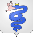The early arms of the Duchy of Milan under the House of Visconti. The coronet on the snake distinguishes this variant from the plain arms of the Visconti family.