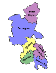 Map of parliamentary constituencies in Buckinghamshire 1983–1992