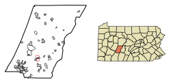 Location of Ehrenfeld in Cambria County, Pennsylvania.