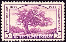 Postage stamp depicting a tree